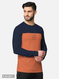 Trendy Front and Back Printed Full Sleeve / Long Sleeve Tshirt for Men - NayBlue, M