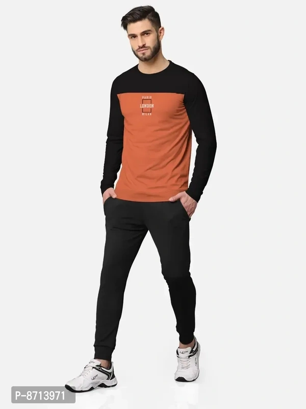 Trendy Front and Back Printed Full Sleeve / Long Sleeve Tshirt for Men - NayBlue, M
