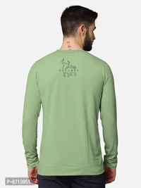 Trendy Front and Back Printed Full Sleeve / Long Sleeve Tshirt for Men - Green, 2XL