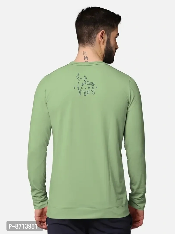 Trendy Front and Back Printed Full Sleeve / Long Sleeve Tshirt for Men - Green, 2XL