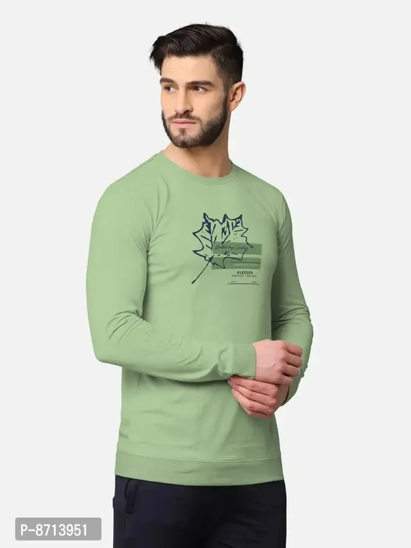 Trendy Front and Back Printed Full Sleeve / Long Sleeve Tshirt for Men - Green, 2XL