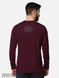 Trendy Front and Back Printed Full Sleeve / Long Sleeve Tshirt for Men - Maroon, M