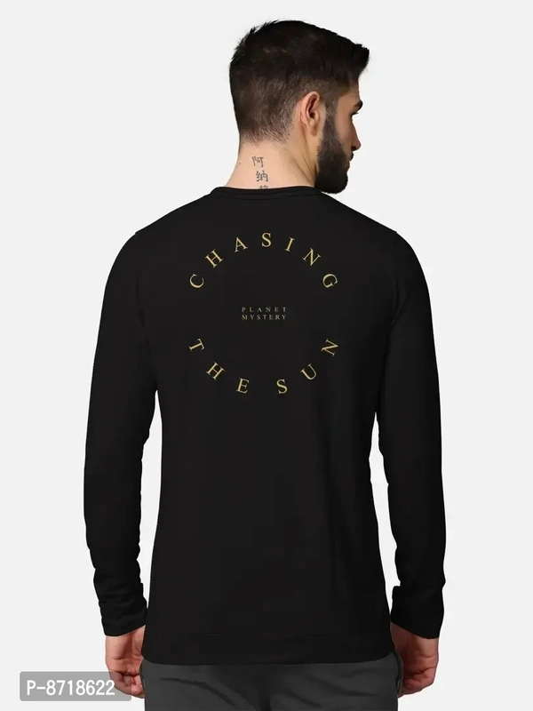 Trendy Front and Back Printed Full Sleeve / Long Sleeve Tshirt for Men - Black, M