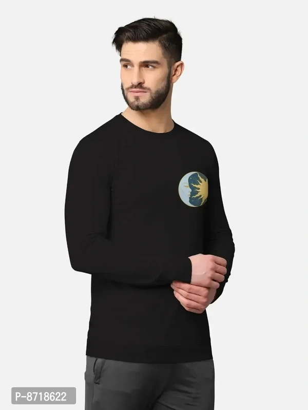 Trendy Front and Back Printed Full Sleeve / Long Sleeve Tshirt for Men - Black, M