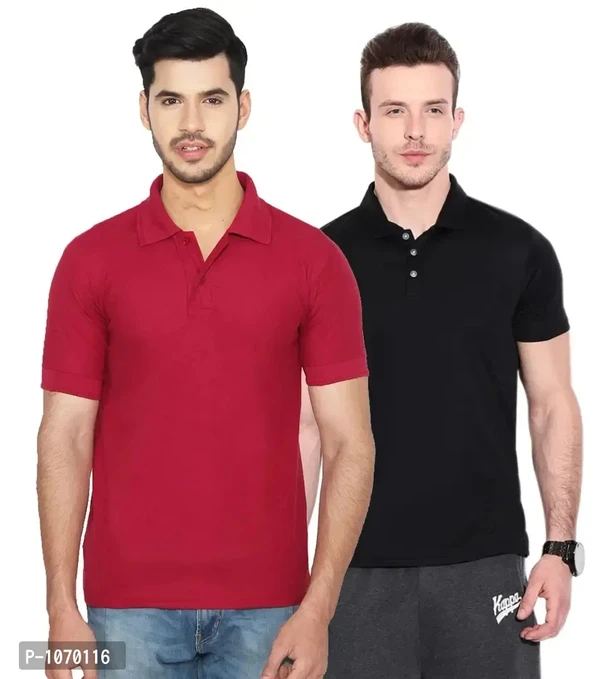 Men's Cotton Blend Polo T-Shirt Pack Of 2 - M