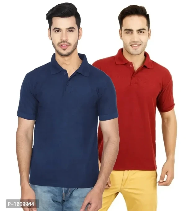 Men's Cotton Blend Polo T-Shirt Pack Of 2 - M