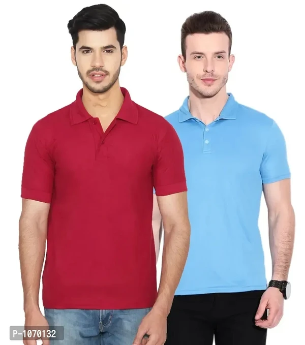 Men's Cotton Blend Polo T-Shirt Pack Of 2 - M