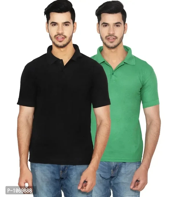 Men's Cotton Blend Polo T-Shirt Pack Of 2 - M