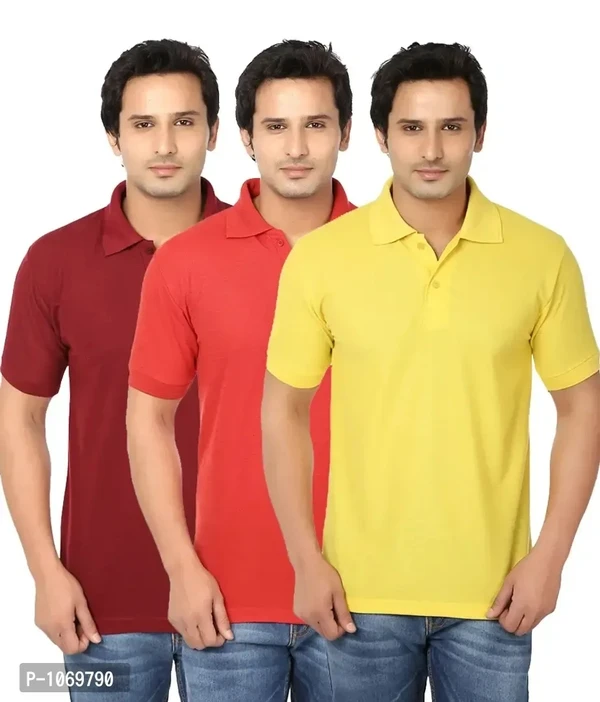 Pack Of 3 Men's Cotton Blend Polo-T Shirt - 2XL