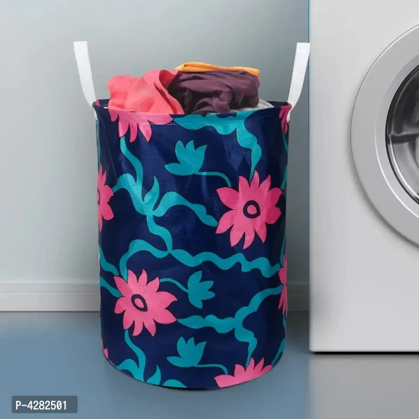 Modern Multicoloured Polyester Printed Folding Round Laundry Bag