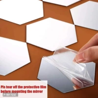 Hexagon Acrylic Mirror Wall Stickers – Silver Decorative Stickers for Home (10.5x12.1 cm, Pack of 7