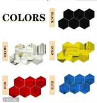 Hexagon Acrylic Mirror Wall Stickers – Silver Decorative Stickers for Home (10.5x12.1 cm, Pack of 7
