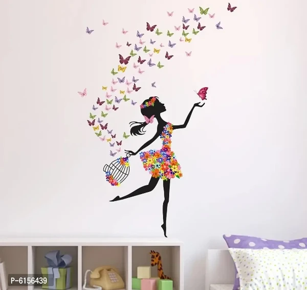 Wallsticky beautiful butterfly girl wallsticker