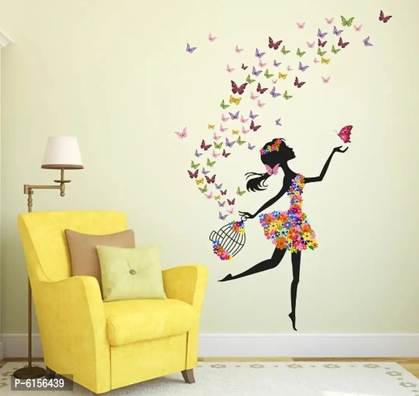 Wallsticky beautiful butterfly girl wallsticker