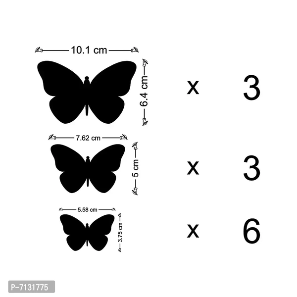 Designer 12 Butterflies 3 Size Silver, Acrylic Mirror Wall Decor Sticker For Wall