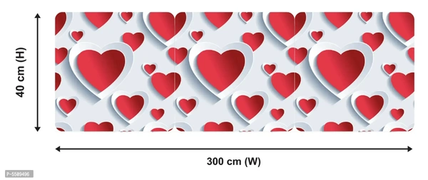 WallDaddy Wallpaper Model (RedWhiteHeart) Extra Large Size (40x300)CM For Bedroom, Drawing Room, Kidsroom, Walls, Doors, Furniture etc Color: Multicoloured