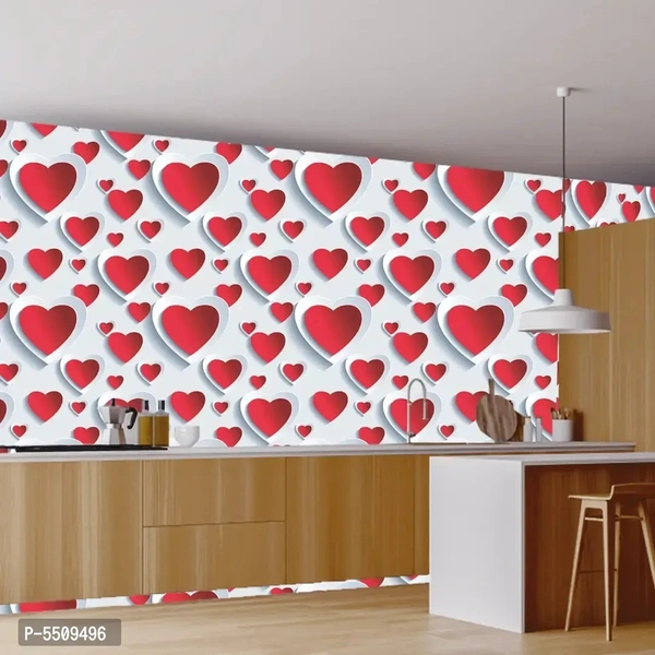 WallDaddy Wallpaper Model (RedWhiteHeart) Extra Large Size (40x300)CM For Bedroom, Drawing Room, Kidsroom, Walls, Doors, Furniture etc Color: Multicoloured