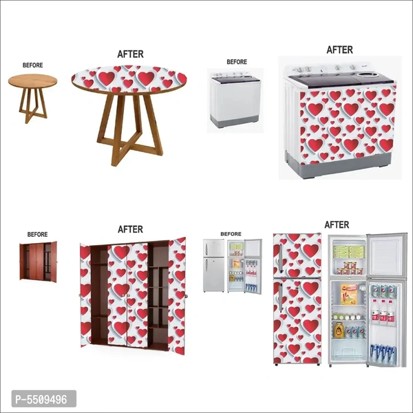 WallDaddy Wallpaper Model (RedWhiteHeart) Extra Large Size (40x300)CM For Bedroom, Drawing Room, Kidsroom, Walls, Doors, Furniture etc Color: Multicoloured
