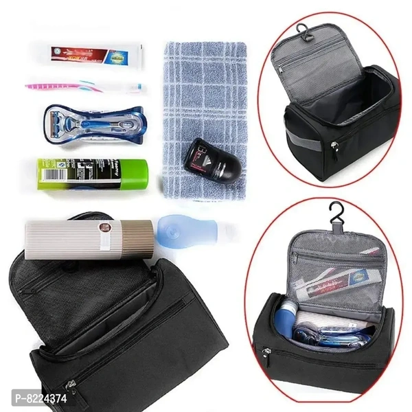 Hanging Travel Toiletry Bag, Waterproof Dopp Kit for Shaving Makeup Accessories, Men Cosmetic Organizer with Large Capacity, for Gym, Camping - Black