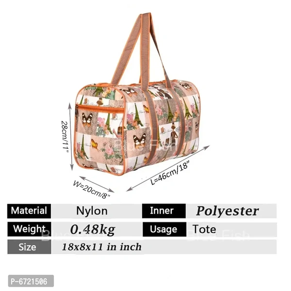 Water Resistant 18 Inch Printed Travel Duffle Bags For Women Men Light Weight Cabin Luggage Gym Sports (Tan)