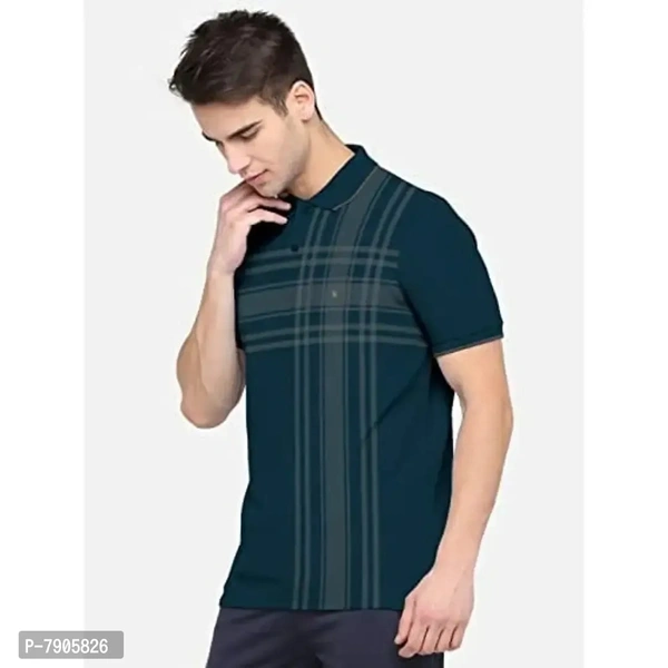BULLMER Mens Regular Fit Printed Polo Collared Tshirt - Green, XL