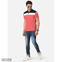 BULLMER Mens Regular Fit Cut Sew Colorblocked Polo Neck/Collared Tshirt - S