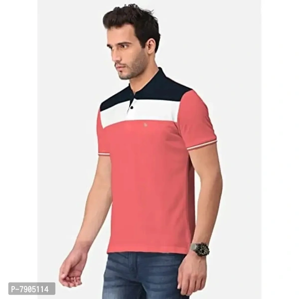 BULLMER Mens Regular Fit Cut Sew Colorblocked Polo Neck/Collared Tshirt - M