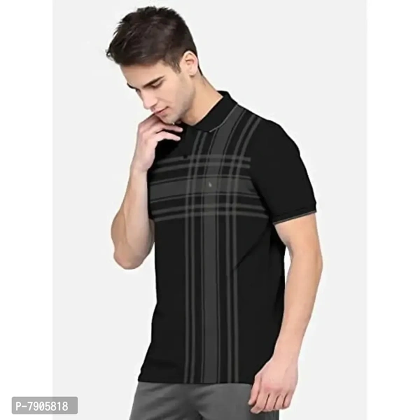 BULLMER Mens Regular Fit Printed Polo Collared Tshirt - Black, 2XL