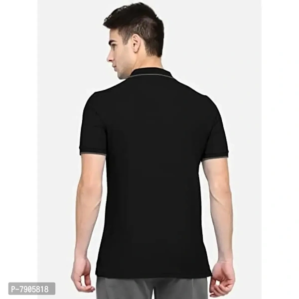 BULLMER Mens Regular Fit Printed Polo Collared Tshirt - Black, 2XL