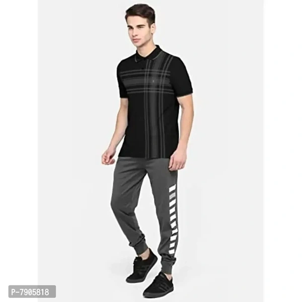 BULLMER Mens Regular Fit Printed Polo Collared Tshirt - Black, 2XL
