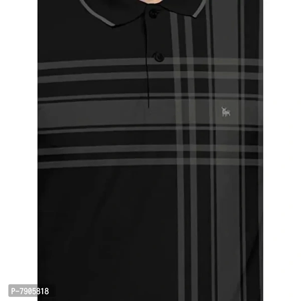 BULLMER Mens Regular Fit Printed Polo Collared Tshirt - Black, 2XL