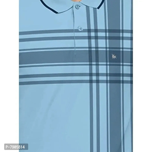 BULLMER Mens Regular Fit Printed Polo Collared Tshirt - Blue, L