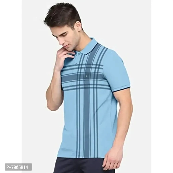 BULLMER Mens Regular Fit Printed Polo Collared Tshirt - Blue, 3XL