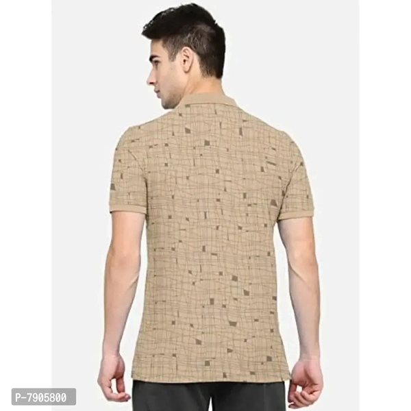 BULLMER Mens Regular Fit Printed Polo Collared Tshirt - Begie, M