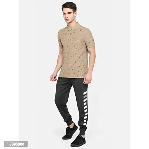 BULLMER Mens Regular Fit Printed Polo Collared Tshirt - Begie, M