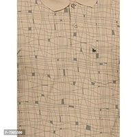 BULLMER Mens Regular Fit Printed Polo Collared Tshirt - Begie, M
