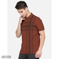 BULLMER Mens Regular Fit Printed Polo Collared Tshirt - Brown, 3XL