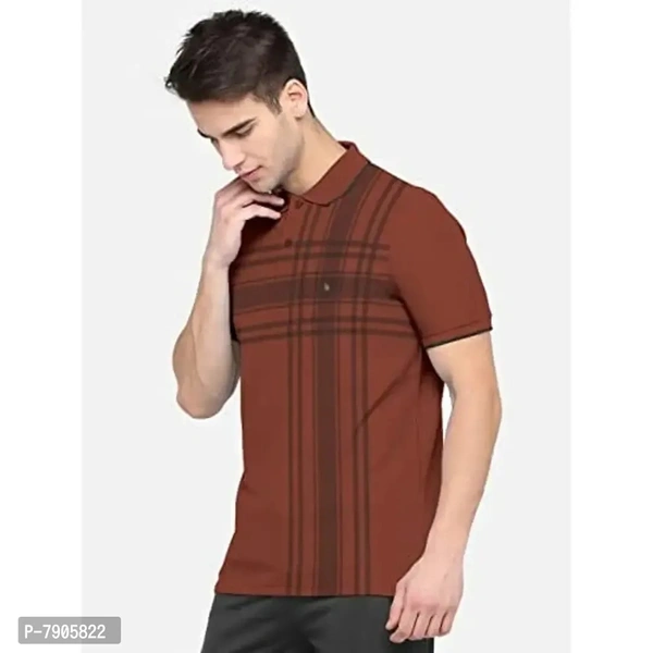 BULLMER Mens Regular Fit Printed Polo Collared Tshirt - Brown, 3XL