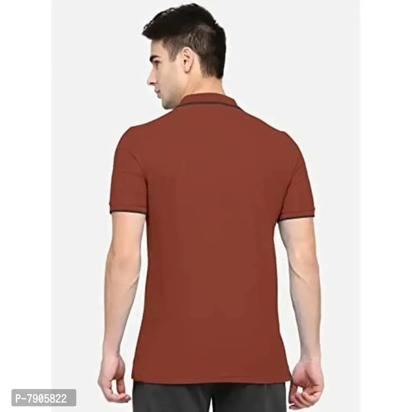 BULLMER Mens Regular Fit Printed Polo Collared Tshirt - Brown, 3XL