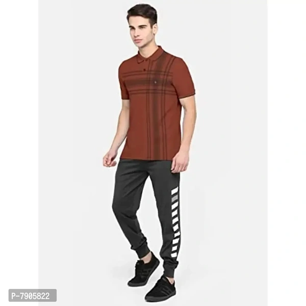 BULLMER Mens Regular Fit Printed Polo Collared Tshirt - Brown, 3XL