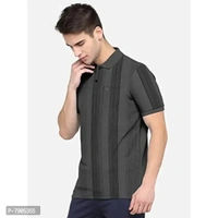 BULLMER Mens Regular Fit Printed Polo Neck/Collared Tshirt - Gray, L