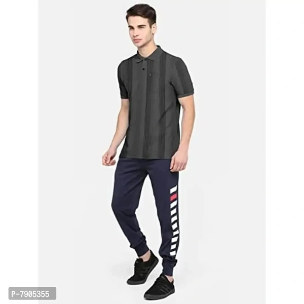 BULLMER Mens Regular Fit Printed Polo Neck/Collared Tshirt - Gray, L