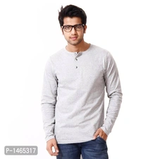 Multicoloured Cotton Blend Solid Henley Tees Pack of 2 - L