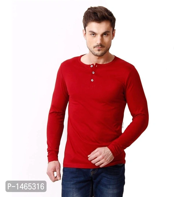 Multicoloured Cotton Blend Solid Henley Tees Pack of 2 - L
