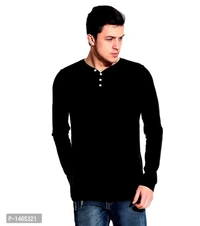 Multicoloured Cotton Blend Solid Henley Tees Pack of 2 - M