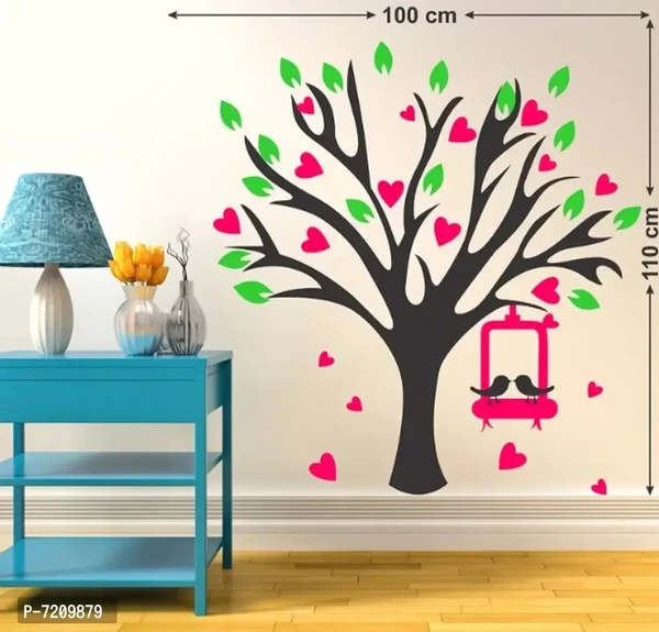 TREE WITH COLORFUL LEAVES WITH BIRDS STICKER Extra Large Self Adhesive Sticker (Pack of 1)