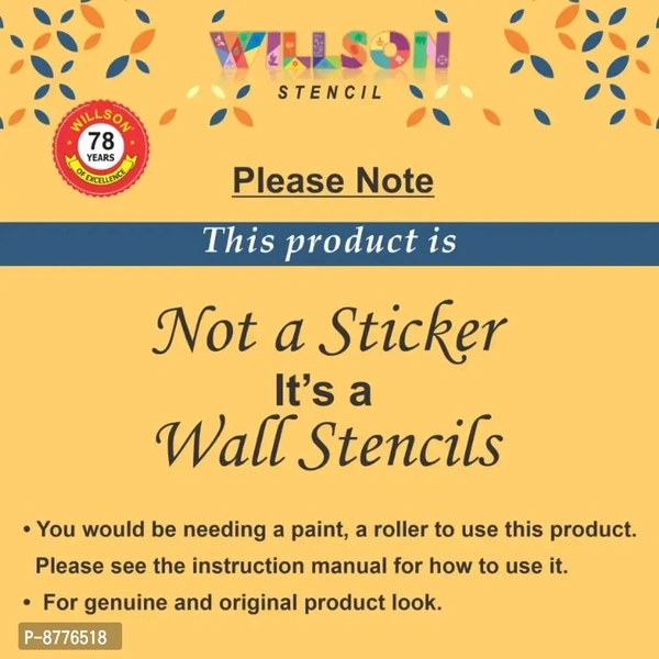 Willson Wall Stencil Reusable DIY Wall Painting for Home, Office (White, Plastic Sheet) 12x18 Inch WS-1077hellip;