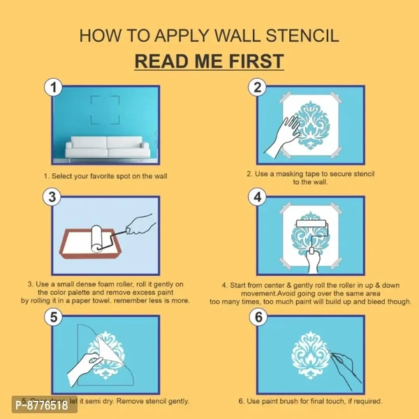 Willson Wall Stencil Reusable DIY Wall Painting for Home, Office (White, Plastic Sheet) 12x18 Inch WS-1077hellip;