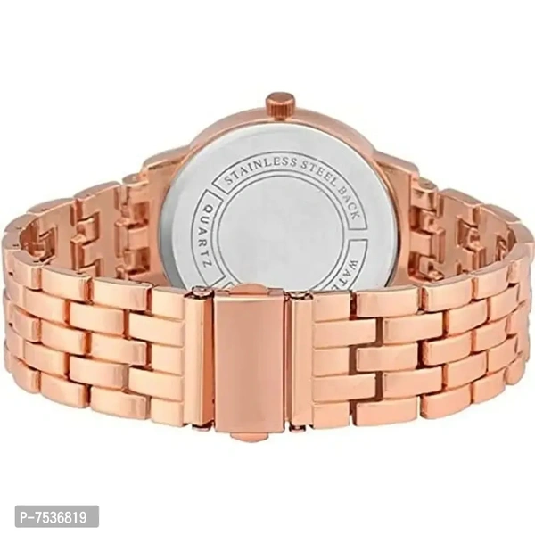 Acnos Branded Rose Gold Diamond Watch with Small Shape Heart Rose Gold Bracelet for Girls Watch for Women Pack of 2
