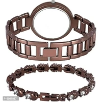 PAPIO Analog Women's Watches and Girls Watches with Bracelet (Brown Dial Brown Color Metal Belt)